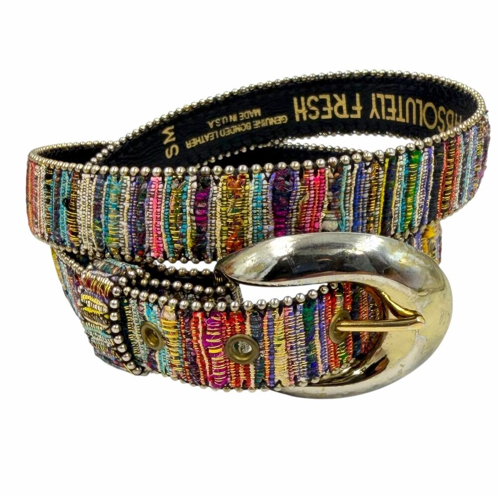 VTG 90s Absolutely Fresh Multicolor Woven Tapestry Belt USA Size Small SM Retro